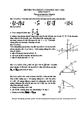 Đề kiểm tra học kì 1 môn Toán lớp 7